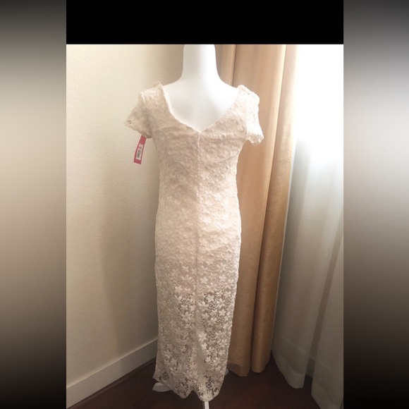 NWT Xhilaration Ivory lace crochet maxi dress Sz XS Partially Lined Short Sleeve - Picture 10 of 13